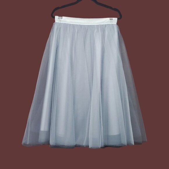 Anthropologie Womens Alexandra Grecco Dusty Blue Tulle Midi Skirt Size 10 - Picture 1 of 4
